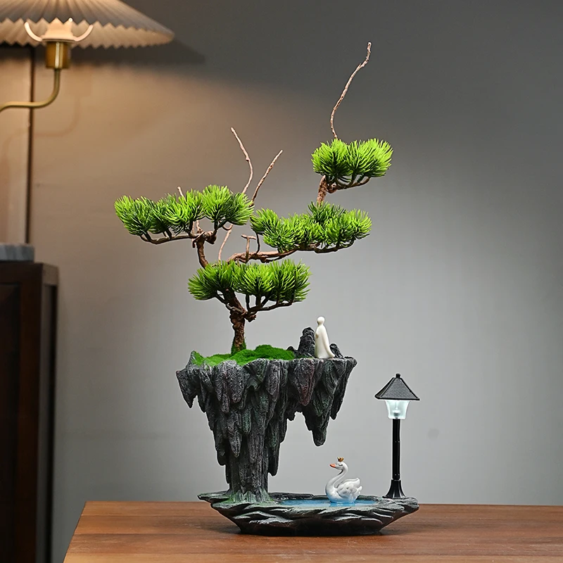 

Simulation Green Plant Decoration, Welcome Pine Bonsai, Living Room, Household Porch, Wine Cabinet, Hotel Resin, Creative