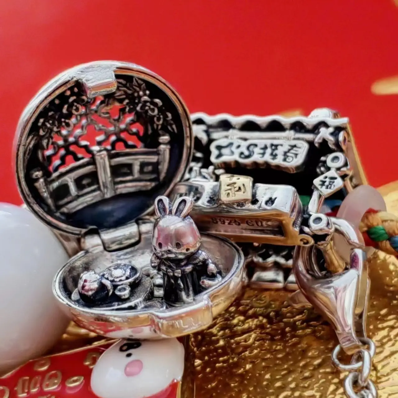 925 Sterling Silver Midautumn Festival Polly Pocket With Mini Bunny Doll  Charm Bead For Pandora Bracelet Fans European Jewelry - AliExpress