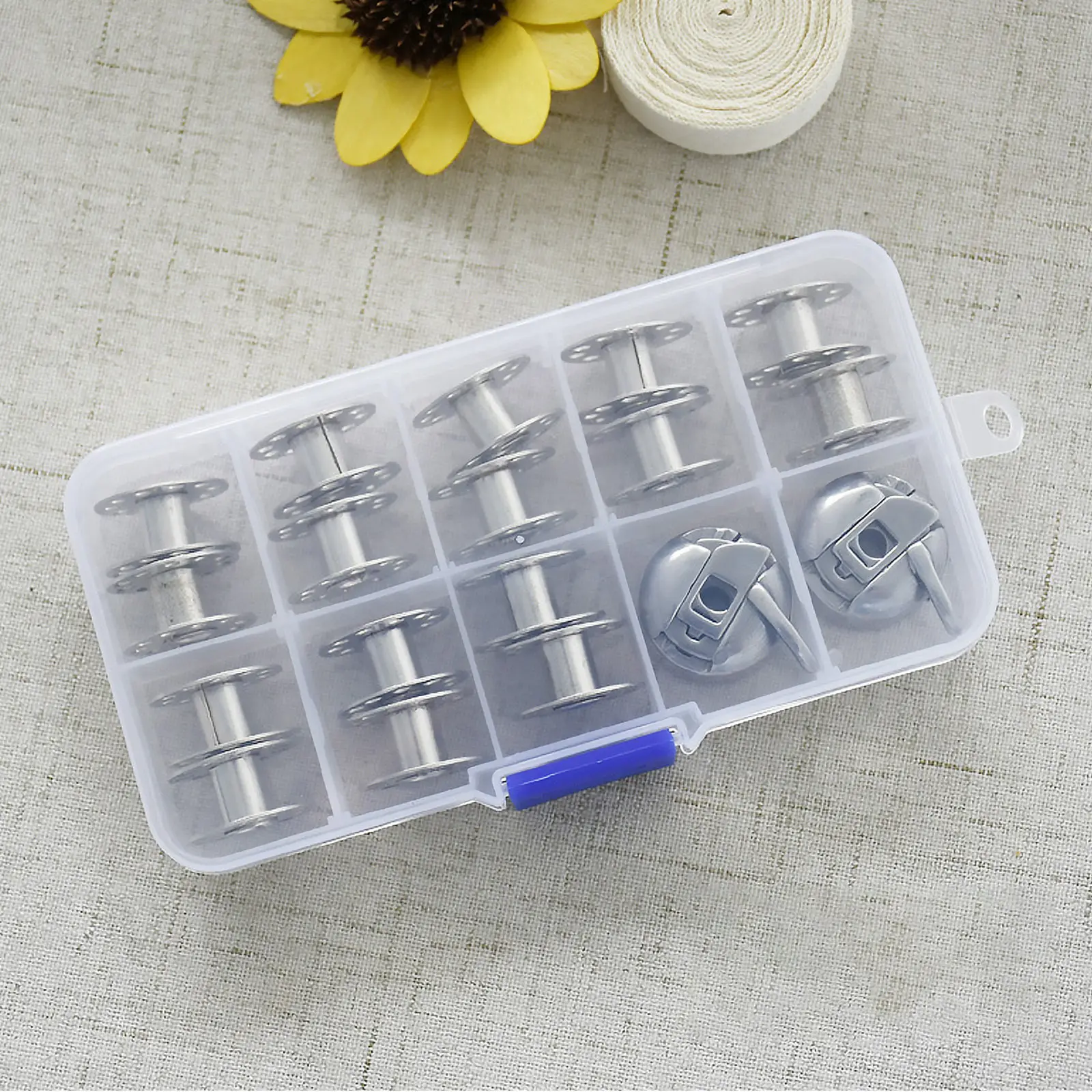 대부분의 가정용 재봉틀과 호환되는 3Pcs 실버 보빈 케이스 보빈 쉘 교체 키트 재봉 용품 실