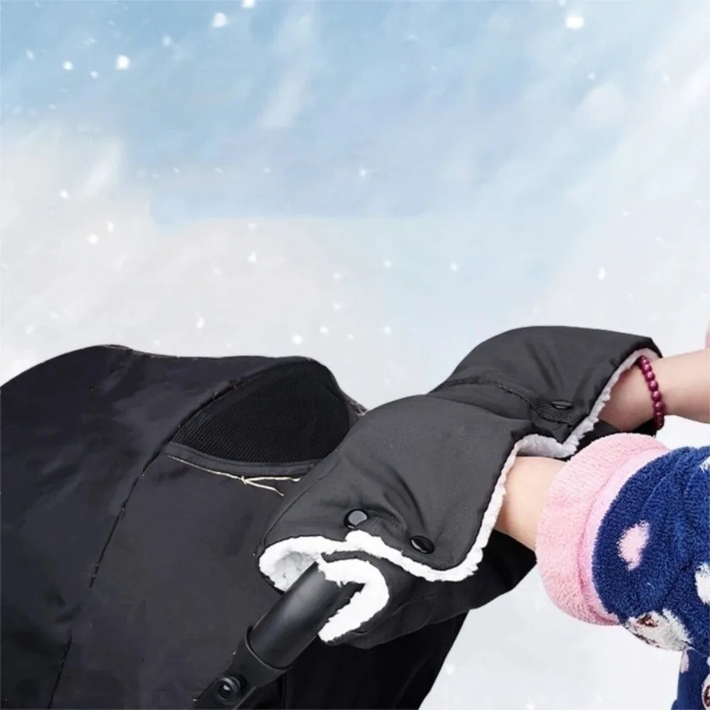 Stroller Accessories Warm Fur Pushchair Fleece Hand Cover Waterproof Universal Stroller Gloves Thick Cart Gloves Stroller