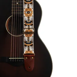 Bohemian Soft Leather Adjustable Guitar Strap in Vibrant Design (B)