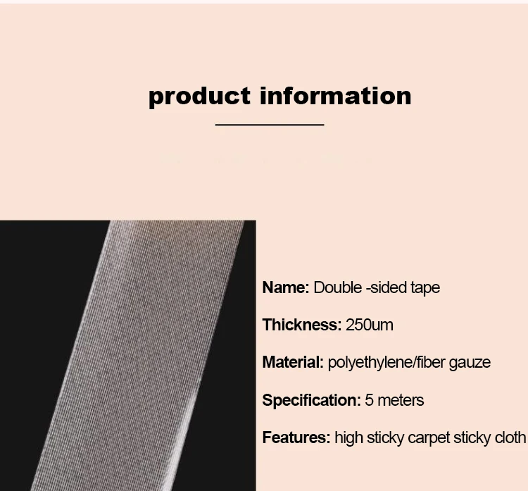 Description Picture 6 of item5M Double Sided High Viscosity Grid Fiber Transparent Double Sided Sticky Adhesive Fiber Mesh Carpet