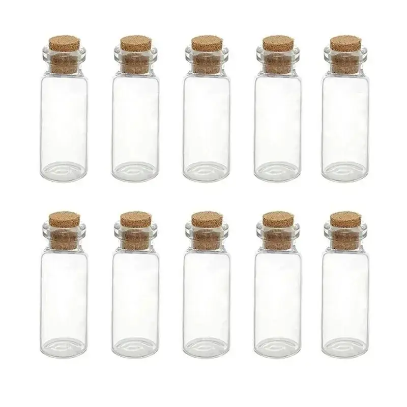 5Pcs Creative Design Mini Clear Crystal Jars Lovely Cork Stoppers Glass Bottles Suitable Candles Essential Oils Decor DIY Craft