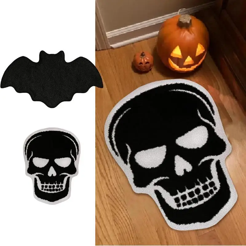 

Halloween Bath Mat Flannel Bat Rug Bathroom Mat For Halloween Horror Witch Indoor Kitchen Floor Mat Non-Slip Bathroom Mat Carpet