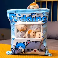 Creative Snack Bag Cute Blue /Yellow Plus Toy Cat Doll Household Mini Pillows Cushions Kawaii Decorative Ornaments New 2024 1