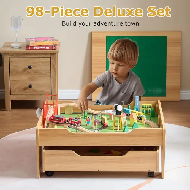 19953-48ebfa.jpg 3-in-1 Wooden Train Activity Table with Storage, Rolling Toddler Train Track Table for Building and Gaming