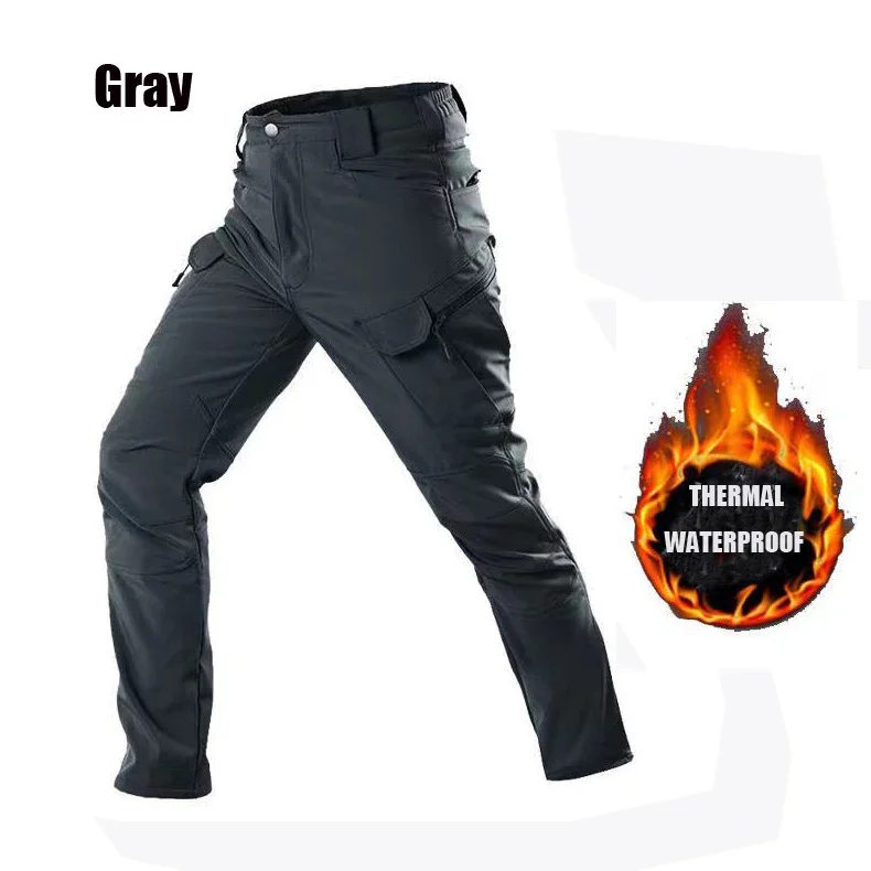 Winter Cargo Hosen Männer Fleece Liner Taktische Hosen Camping Wandern Jagd Soft Shell Hosen Wasserdichte Elastische Warme Hosen – Detail 8