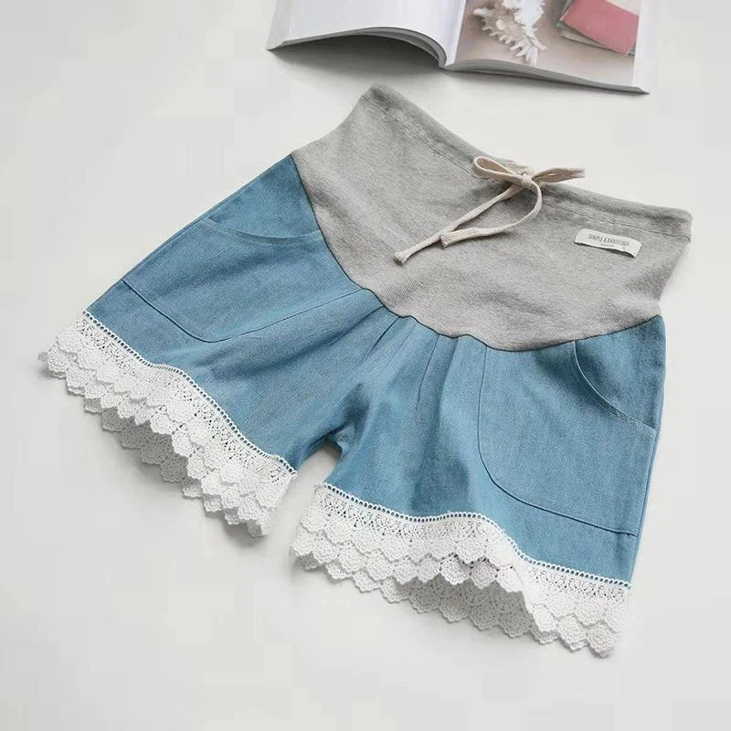 Pregnancy Maternity Jeans Shorts Lace Pants For Pregnant Women Supporting Abdomen Pants Summer Fashion Shorts Clothing