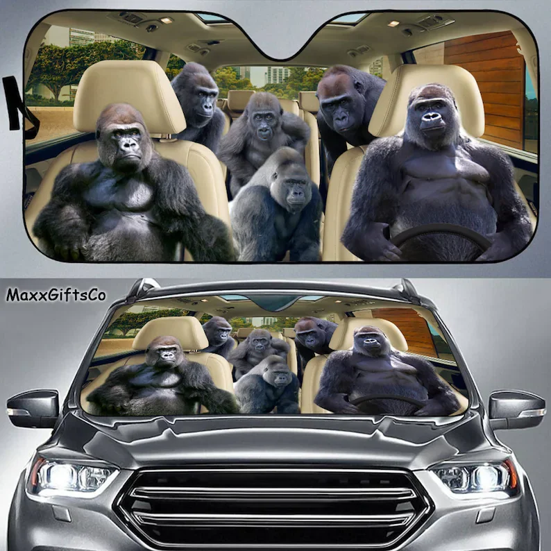 

Gorilla Car Sun Shade, Gorilla Windshield, Family Sunshade, Gorilla Car Accessories, Car Decoration, Gift for Father, Mother