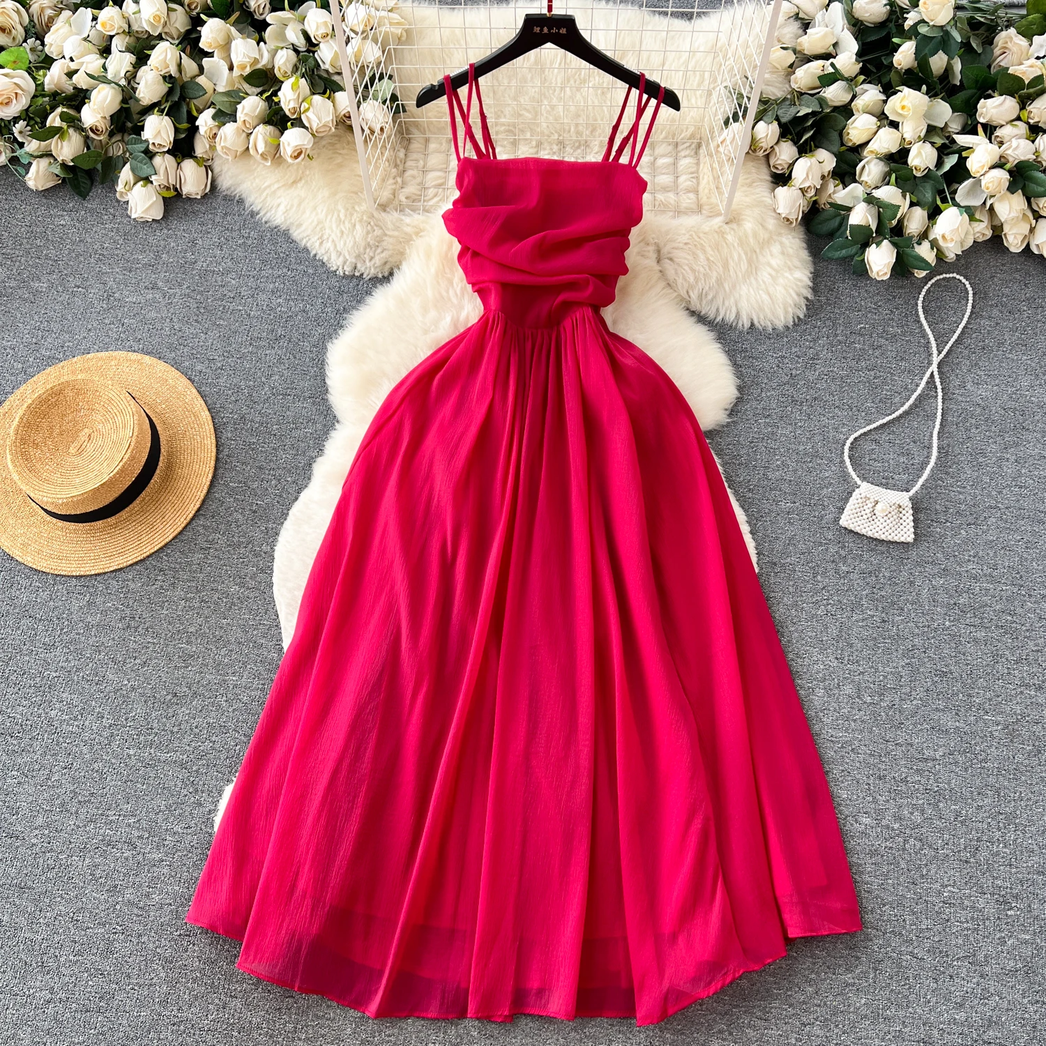 Women Sexy Beach Dress Summer Pleated Strapless Long Dresses Ladies Elegant Slim A-line Backless Boho Long Robe Vestidos