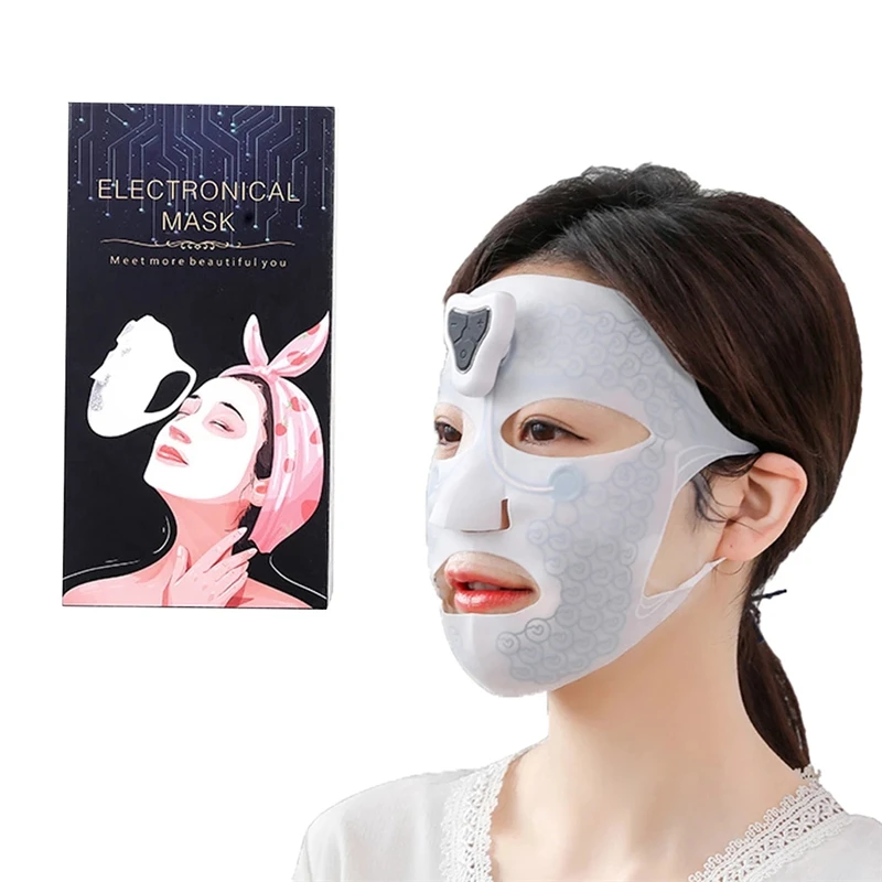 Silicone Soft Electronic Facial Mask Apparatus Beauty Device Microcurrent Skin Tightening Face Massager Mask Home Spa Skin Care women pelvic body massage repair belt tightening air pressure massager abdomen correction waist trainer lift hip electronic