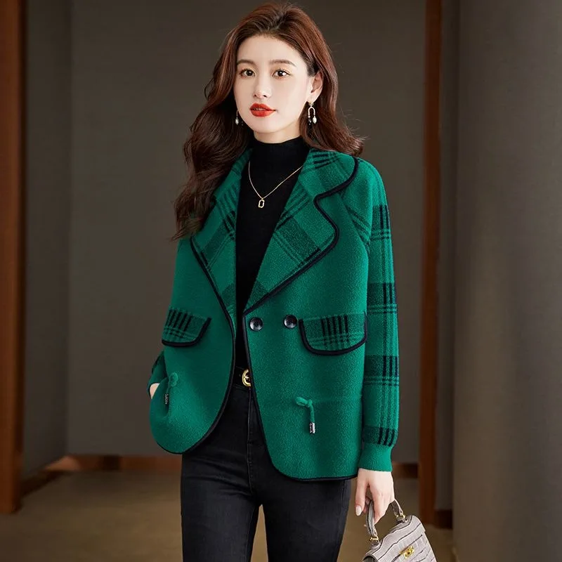 Winter New Women High-End Reversible Cashmere Coat Female Elegant Fashion Oversized Woolen Outwear Casual Thicken Baggy Outcoat