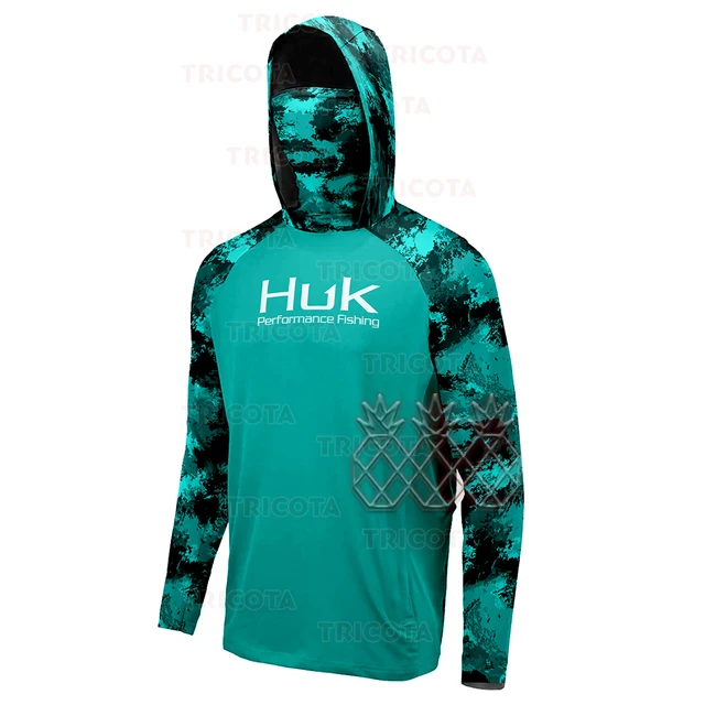 Huk Fishing Shirts Mens Mask Long Sleeve Fishing Shirt Outdoor Uv Clothing  Hooded Coat Upf Sunscreen Breathable Fishing Clothing - Fishing Jerseys -  AliExpress