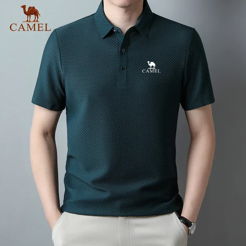 High Quality Summer New Men's Silk Short Sleeve T-shirt Cool and Breathable POLO Shirt Business Casual Sweat-absorbing Top images - 6