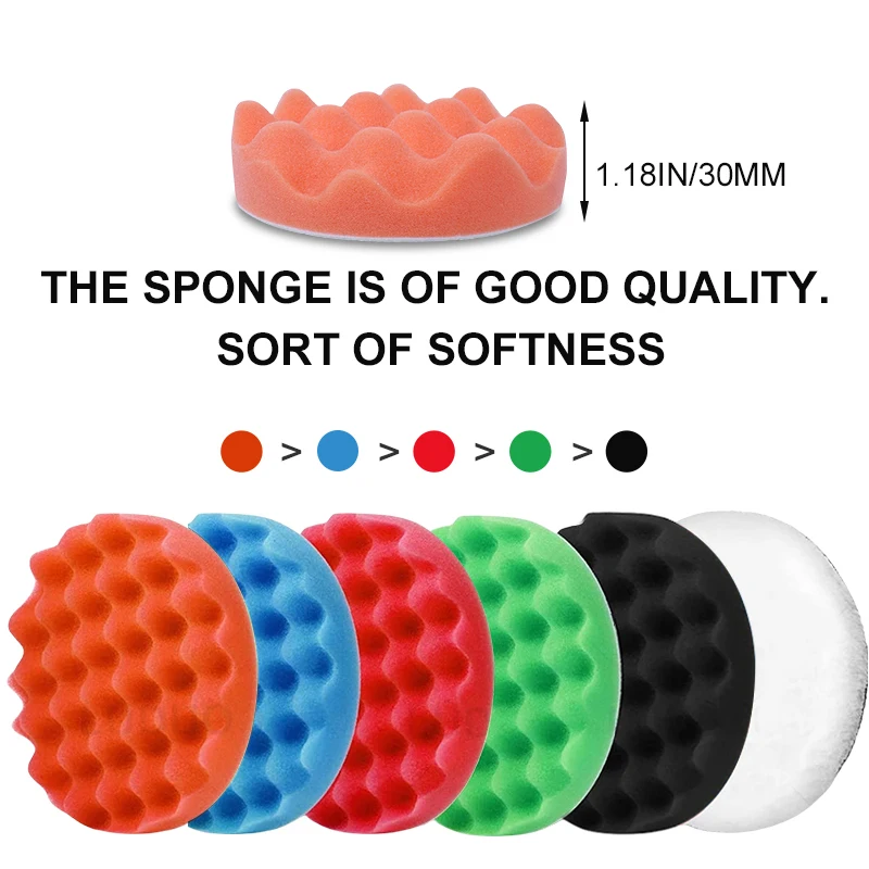 3/4/5/6/7in Car Polishing Disc 8Pcs Self-Adhesive Waxing Sponge Wool Car Detailing Polishing Sponge