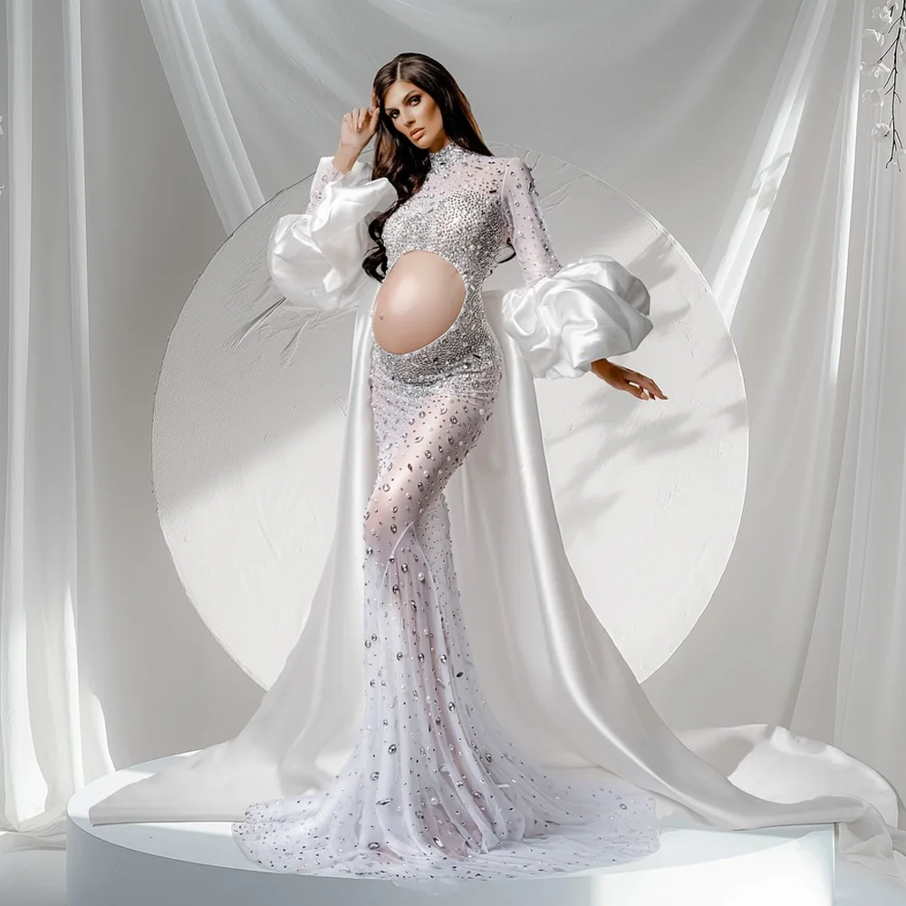 sexy maternity evening dresses Sexy Off Shoulder Maternity Dress Ruffled Lace Up Evening Dress 10 / N230 main image 0