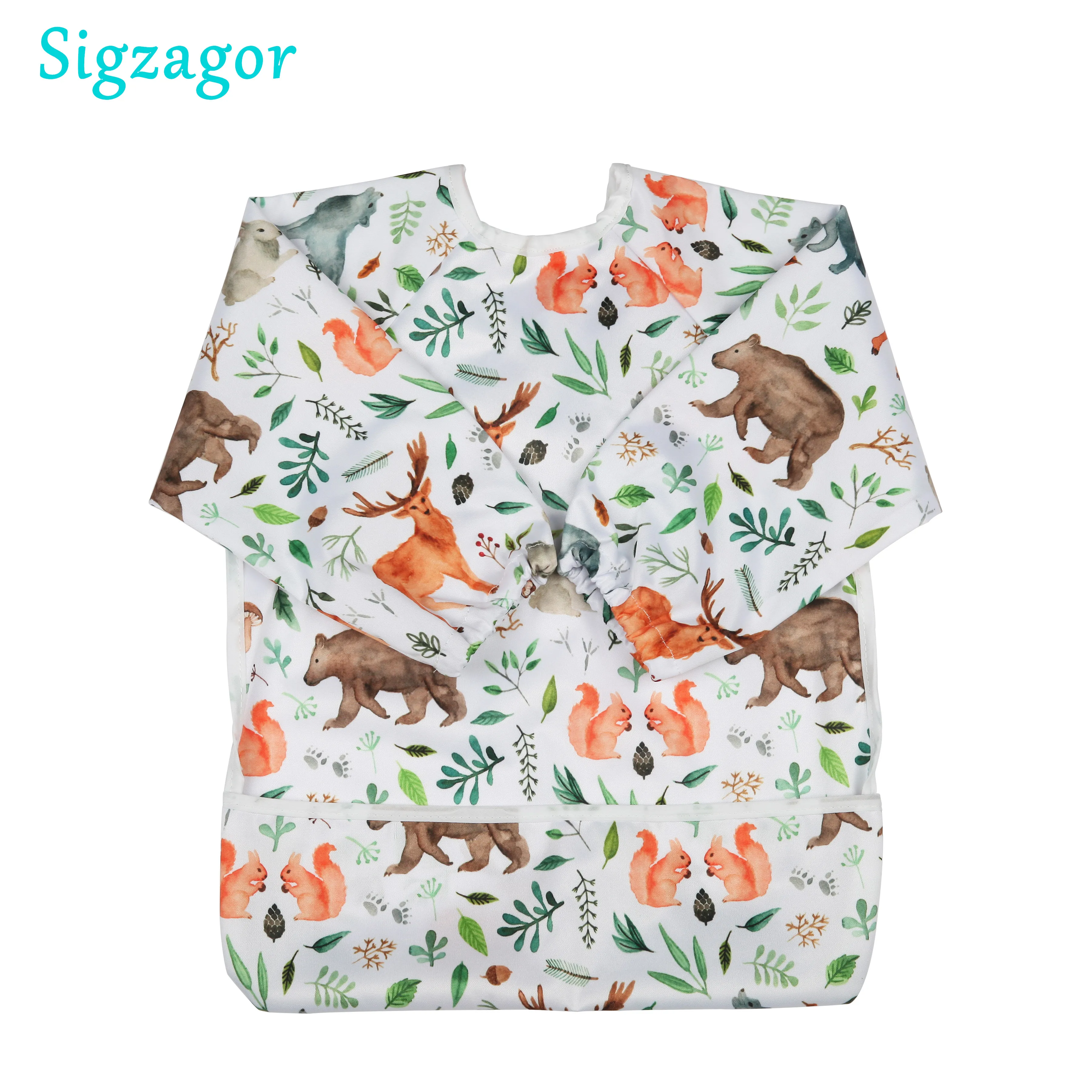 1 Baby bib Feeding Waterproof Long Sleeve Shirt with Pocket 1-3 years old 37 Choices