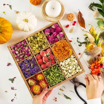 21 Pack Dried Flowers for Candle Making,100% Natural Dried Herbs Kit for Soap Making,Bath,Resin Jewelry Making,Lavender,Rose 5