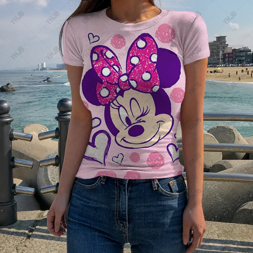 

Disney Mickey Mouse Print Women T shirt Cartoon Summer Top Ladies T Shirt Graphic Female Tee T-Shirt Disney Womens Clothing