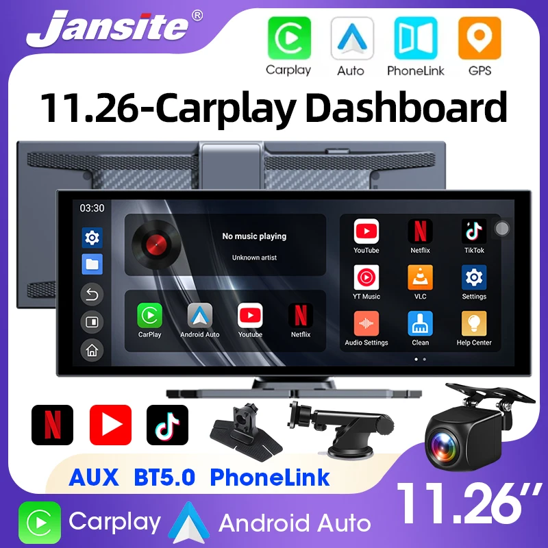 Reproductor Multimedia Universal para coche, Android, WIFI, Bluetooth, inalámbrico, Carplay, pantalla de Monitor automático para YouTube y Netflix, 11,26 pulgadas 1
