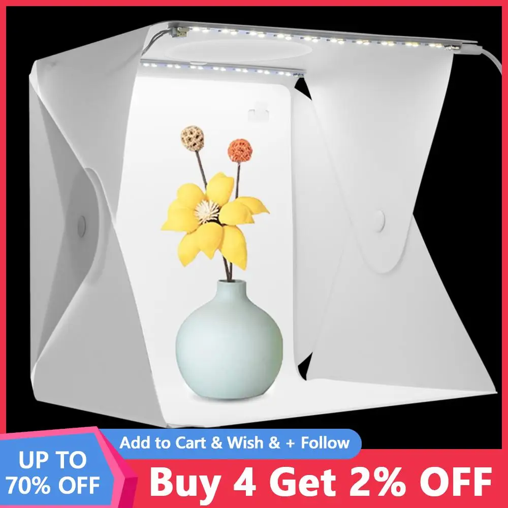 24.5x22x22cm Mini Folding Studio Diffuse Soft Box Lightbox With Double LED Light 6 Color Photography Background Photo Studio box