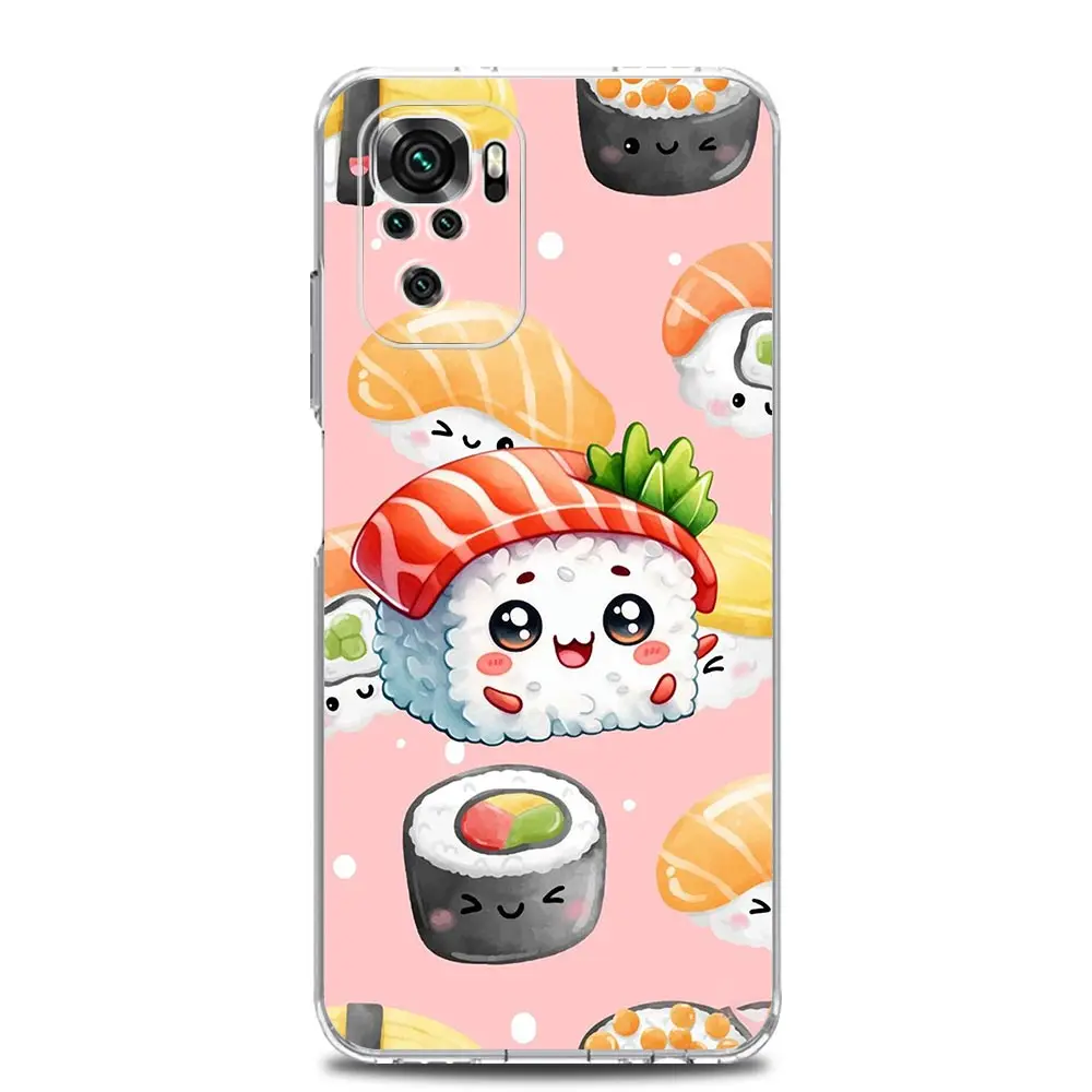 Clear Soft TPU Phone Case with Cute Cartoon Sushi Design
