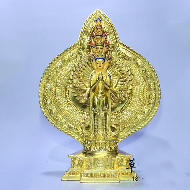 

41CM huge large GOOD buddha HOME Temple Nepal Tibet Buddhism gilding Thousands Hands Guanyin Avalokitesvara buddha brass statue