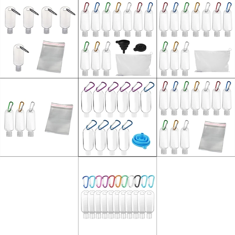 

Портативные дорожные пустые бутылки объемом 50 мл с брелоками, герметичные многоразовые откидные крышки, контейнеры для средства