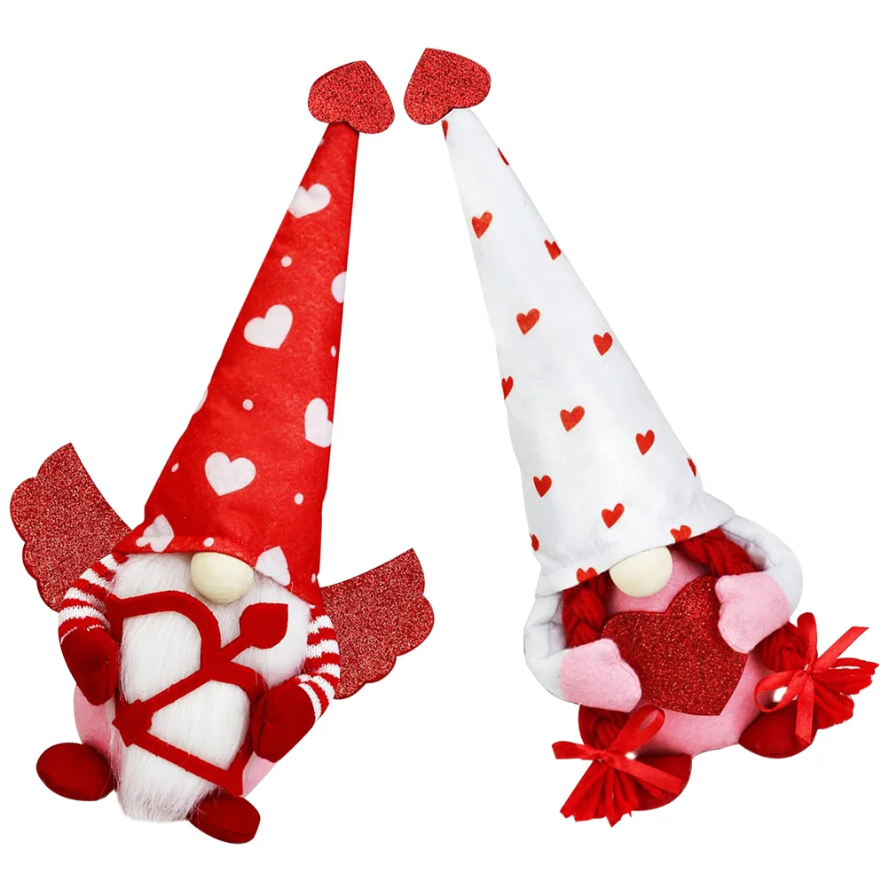 

2pcs Valentine's Day Gnome Ornament Romantic Sequin Gnome Decor Dwarf Gnome Adornment
