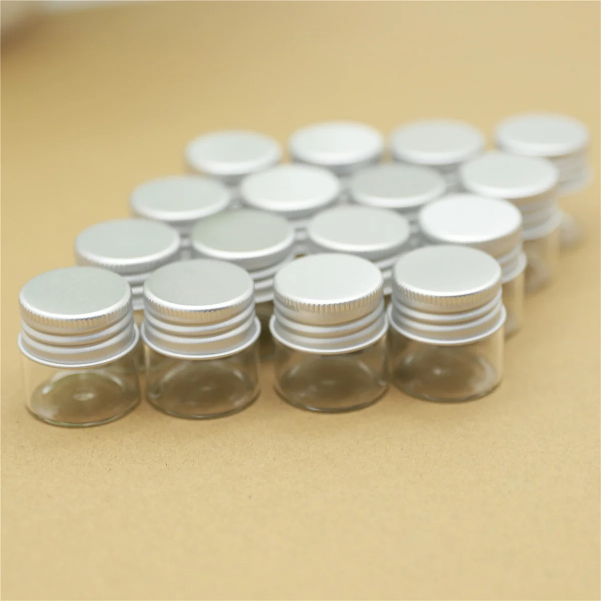50/100 pcs/lot Small Glass Bottles Aluminum Caps 21*30*30mm 10ml Glass Jars Decorative Containers DIY Craft Vial Bottles