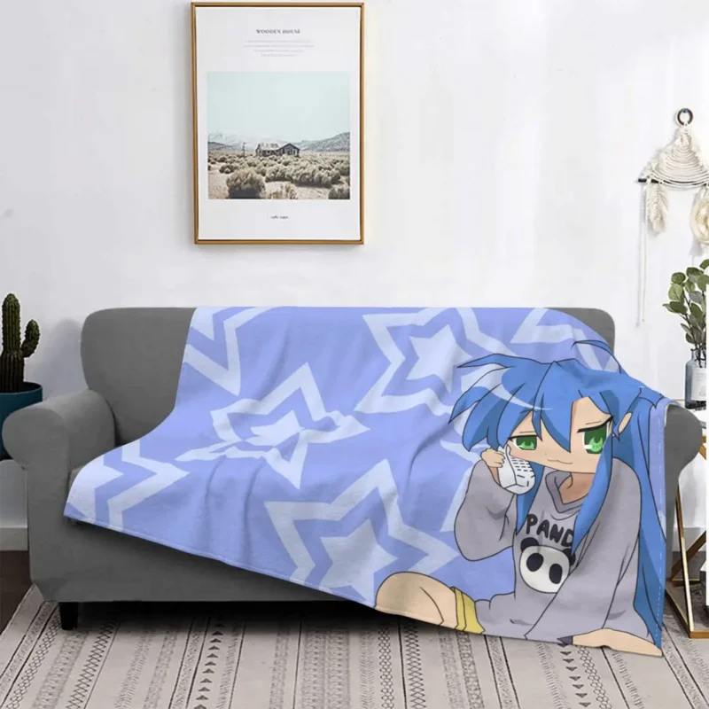 

Kawaii Konata Izumi Blanket Flannel Winter Lucky Star Japan Anime Soft Throw Blankets for Sofa Travel Plush Thin Quilt