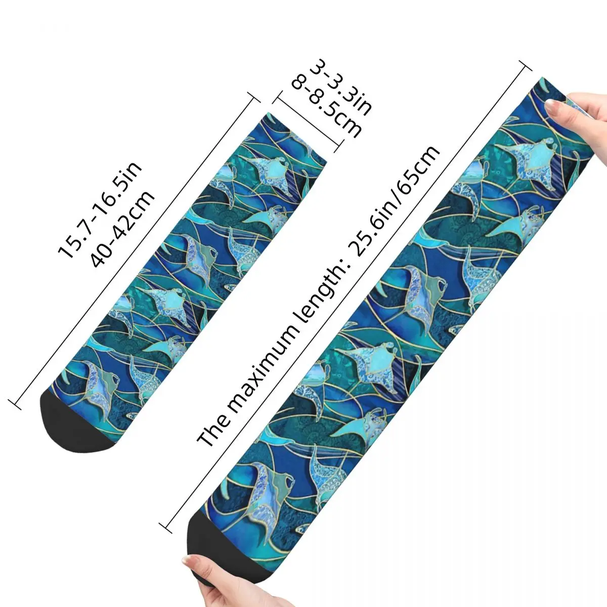 Hot Sale Patchwork Manta Rays In Sapphire And Turquoise Blue Adult Socks,Unisex socks,men Socks women Socks