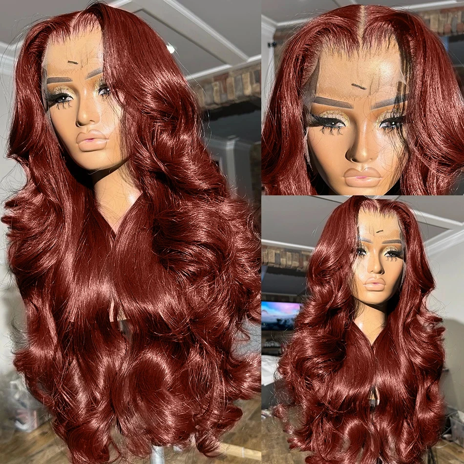 13x4 Reddish Brown Body Wave Lace Frontal Human Hair Wig 13x6 Transparent Lace Frontal Wig 4x4 5x5 Closure Human Hair Wig - Image 2