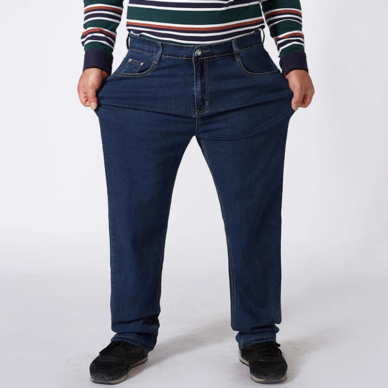 Extra large men's jeans thickened 175 kg plus size 6XL 7XL 8XL 9XL 14XL waist 130 trousers 44 46 48 50 52 54 elastic autumn blue 3