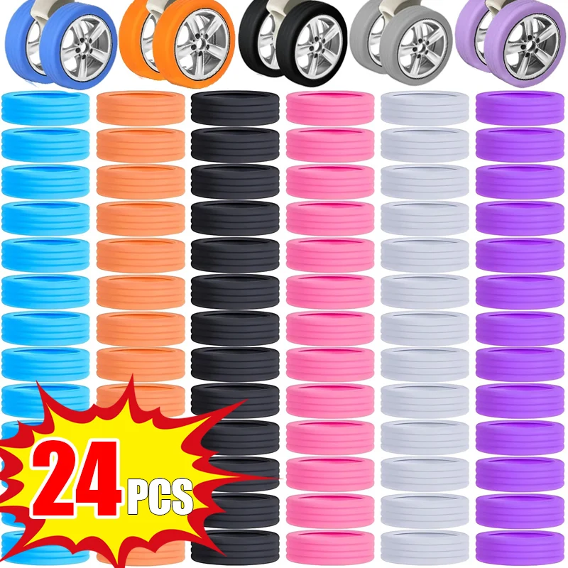 

2/24PCS Luggage Wheels Protector Silicone Roller Protective Sleeve Noise Reduction Cover Parts Kits Box Caster Cover Accessories