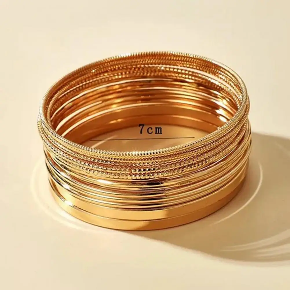 14Pcs/Set Women Metal Bangle Bracelets Punk Bohemian Golden Color Cuff Bangles Jewelry Accessories