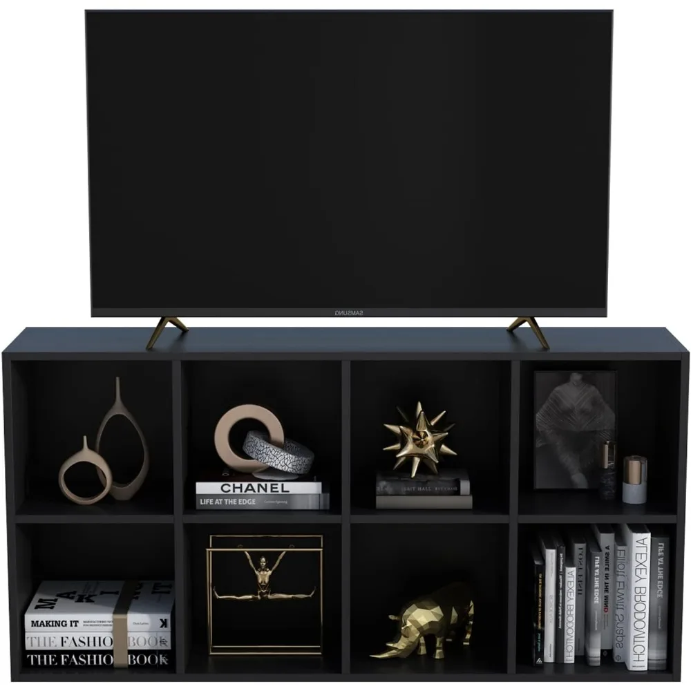 8-Cube Storage Shelf Bookcase - Modern TV Stand Up To 55 Inchs for Home and Office, Wooden 4-Tier Floor Standing Open Bookshelf 4