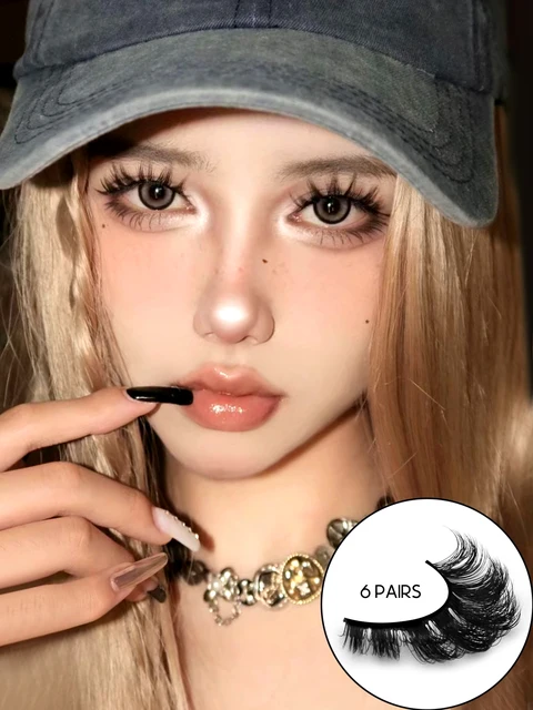 GROINNEYA False Eyelashes Cat Eye Fluffy Faux Mink Lashes Wispy Lashes Dramatic Long Thick Volume Mink False Eyelashes Makeup 2