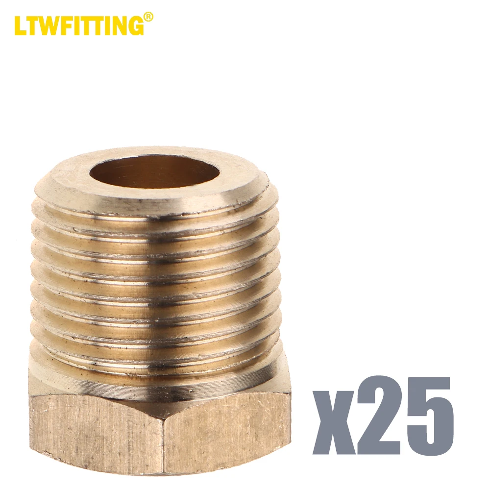 

LTWFITTING Lead Free Brass Hex Pipe Bushing Reducer Fittings 3/8" Male x 1/8" Female NPT (Pack of 25)