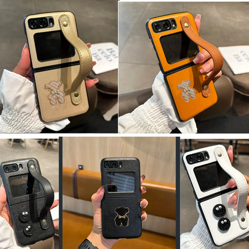 Corea Simpatico Cartone Animato Fai Da Te Orso Cinturino Da Polso Custodia In Pelle Per Moto Razr 2022 5G Custodia Razr 40 2023 Per Motorola Razr 2020