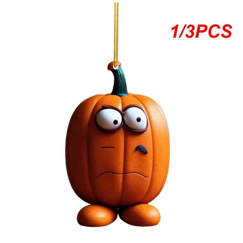 

1/3PCS Pumpkin Pendant Full Of Unique Eye-catching Halloween Festive Rearview Mirror Holiday Pumpkin Pendant