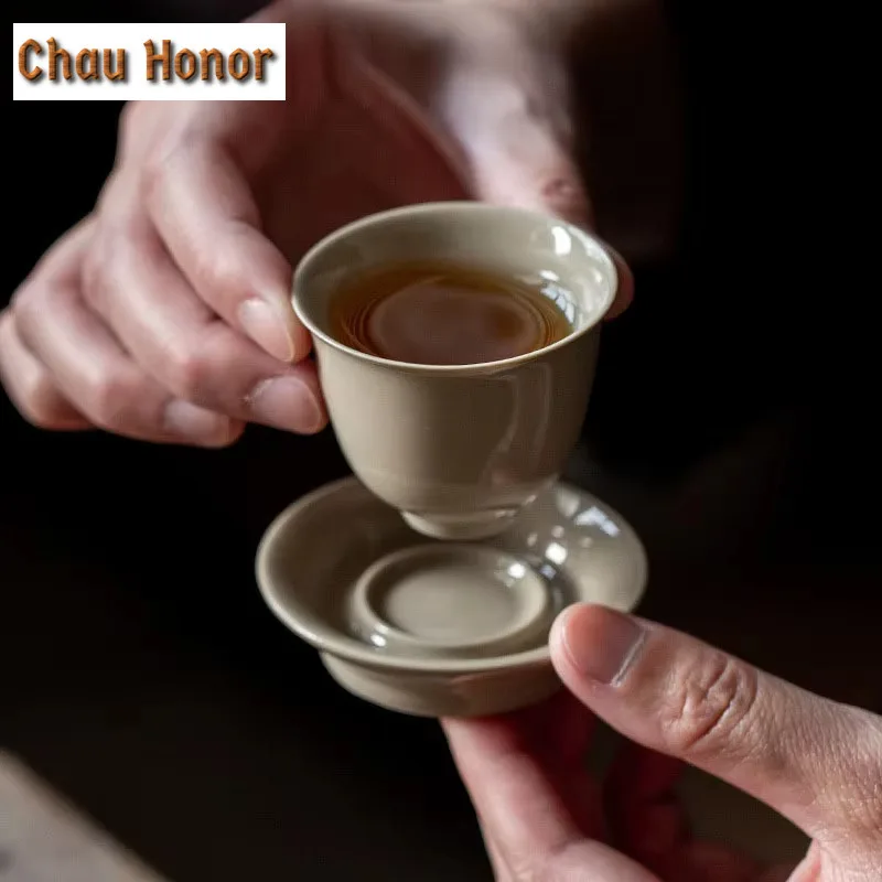 2pc/lot Plant Ash Glaze Japanese Tea Cup Holder Coaster Thermal Insulation Ceramic Coaster Kungfu Teaset Tea Ceremony Tea Pad