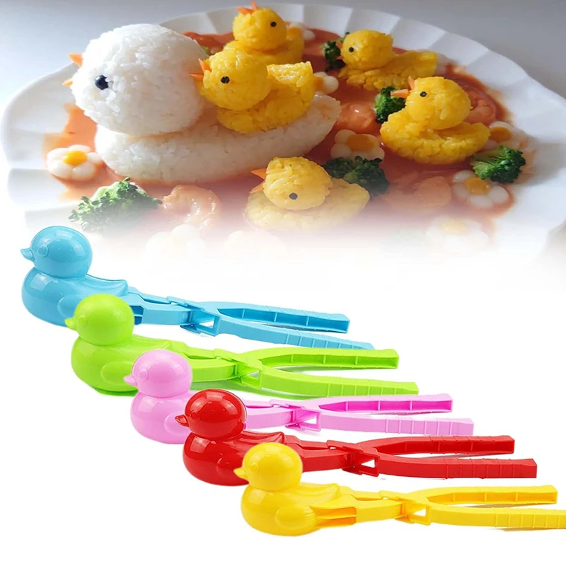 1pcs Snowballer Clamp Duck Shaped Rice Mold Clip Kid Outdoor Beach Tool Tongs DIY Snowball Maker Plastic Sushi Mould With Handle 3