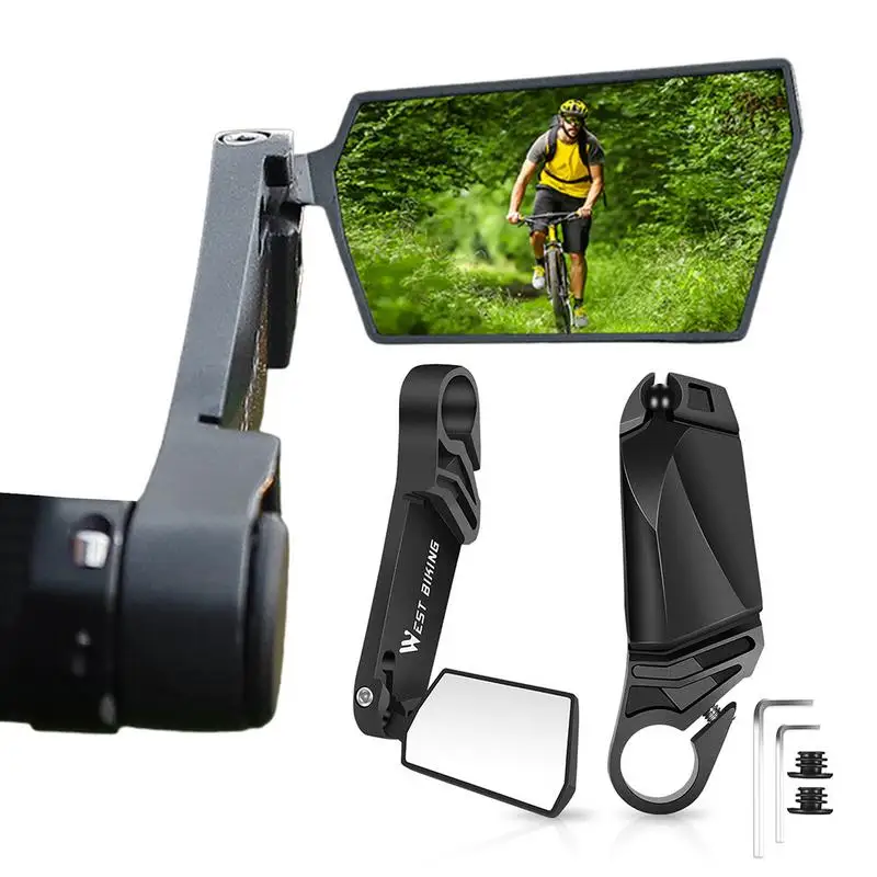 Bicycle Rear View Mirror Mountain Bike Cycling Handlebar Mount Clear Wide Range Left Right