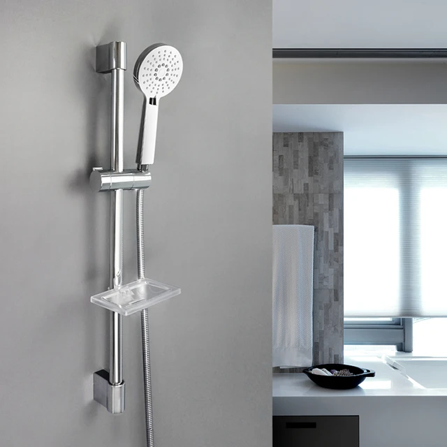 Barra deslizante de ducha de montaje en pared para baño con soporte de  ducha de mano ajustable, barra deslizante de ducha de acero inoxidable,  negro