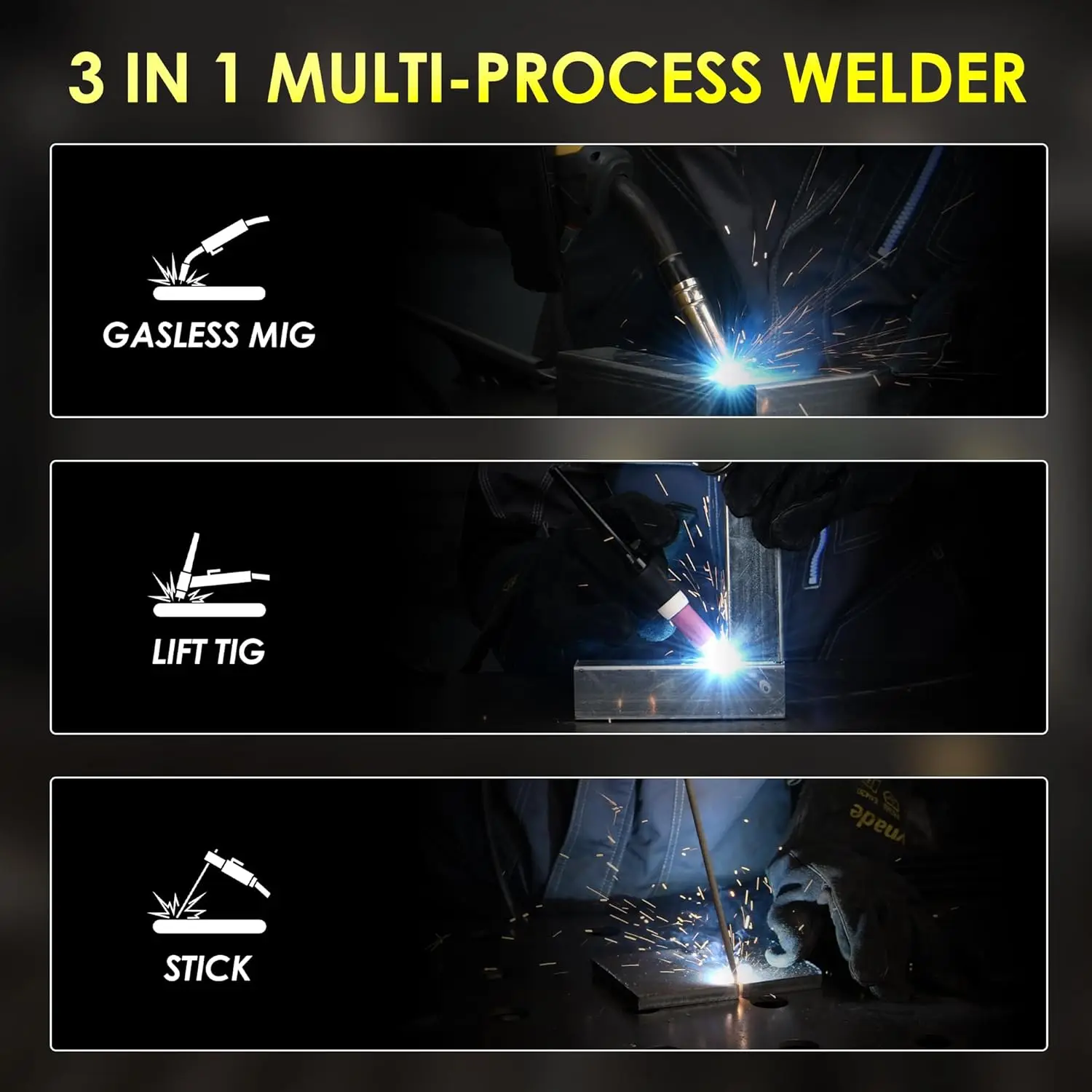 135A MIG Welder 110V Flux Core MIG Welde/Lift TIG/Stick 3 in 1 Gasless MIG Welding Machine 110v Portable Welder 3