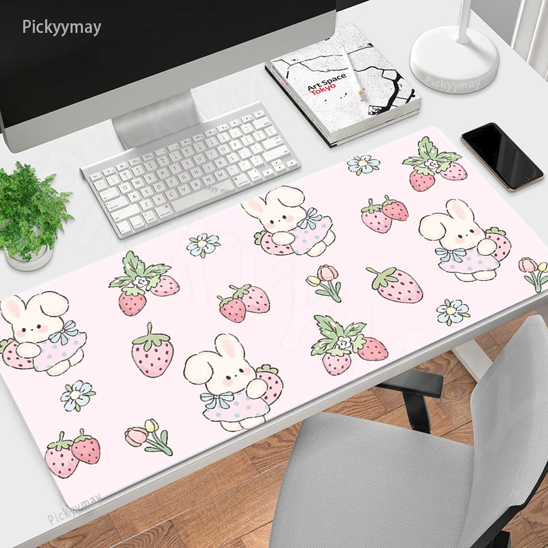 

Pink Mousepads Cute Mousepad Kawaii Bunny Large Mouse Mat Office Desk Pads Non-Slip Rubber Mouse Pad Big Keyboard Mats