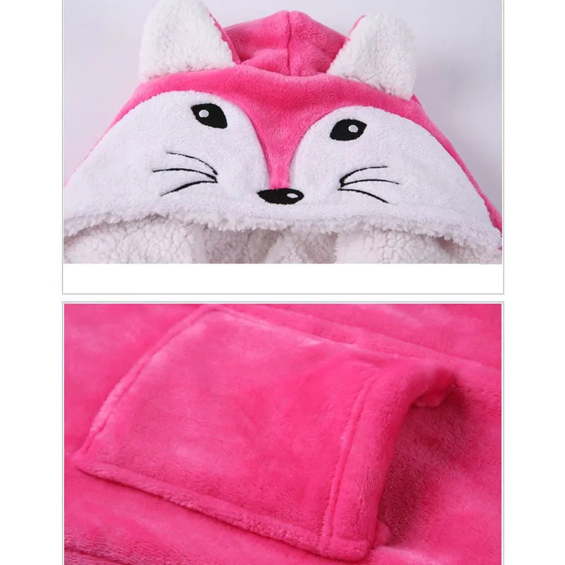 New Winter Warm Dressing Gown Kids Animal Baby Bathrobe Flannel Children Bathgrowns Bathrobes Rabbit Hooded Bath Robe for Girls child bathrobe kids robe