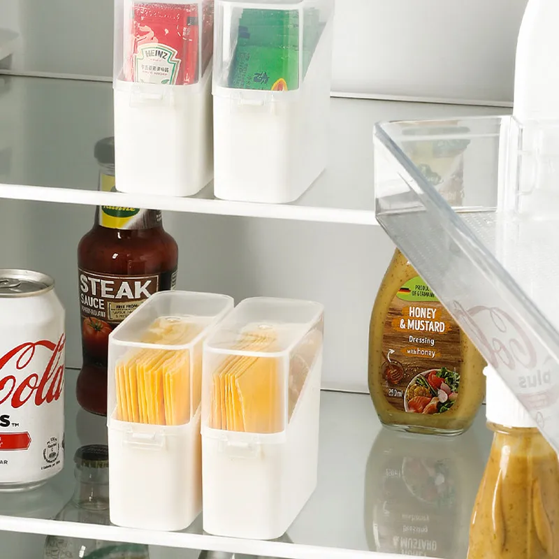 Houseeker Refrigerator Organizer Case Tea Bags Storage Cheese Coffee Holder Bins Clear Kitchen Sorting Organizing Box