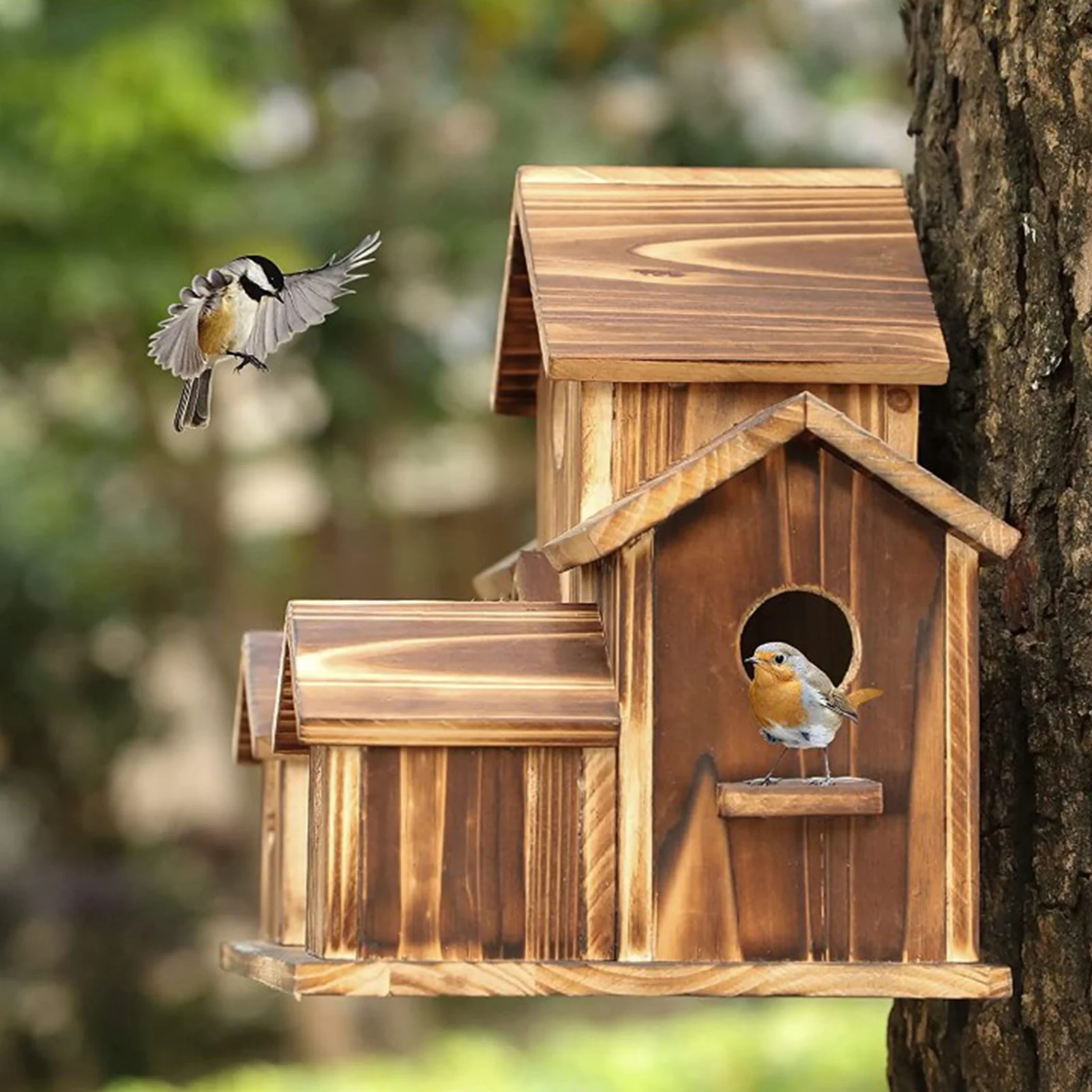OUKENS Maison d'oiseau, Maison d'oiseau Suspendue Jardin extérieur Balcon  décoration en Bois perroquets Oiseaux Maison nids Cage de Repos boîte